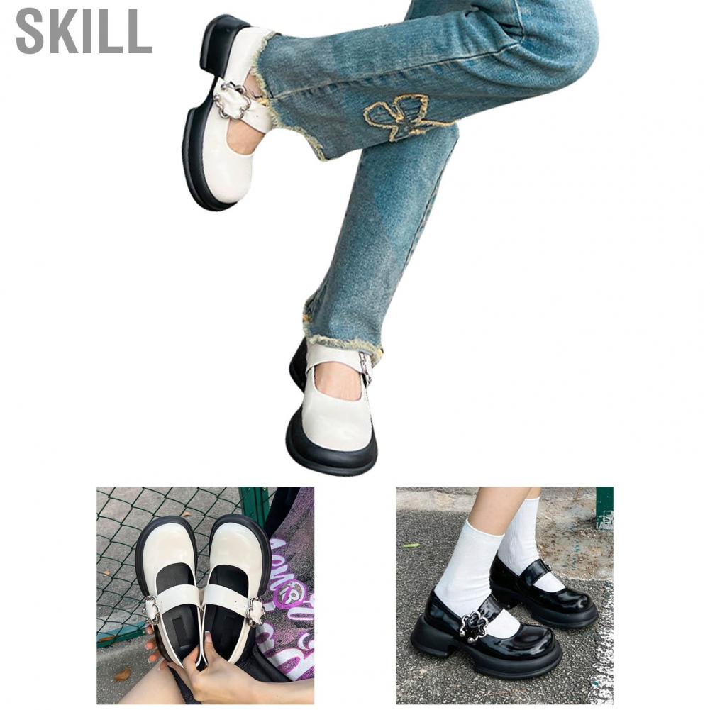 Skill Girls Leather Shoes  Vintage Style Flat Soft Lining for Daily