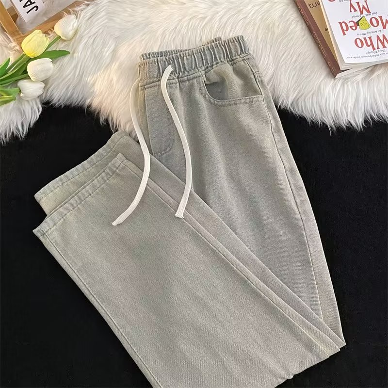 Quần Jean Ống Rộng Lưng Thun Màu Trơn Phong Cách Hàn Quốc Thời Trang Mới 2023 Dành Cho Nam