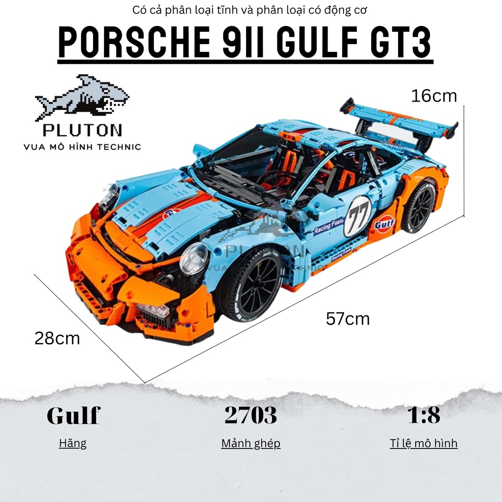 Mô hình Siêu xe đua Porsche 911 Gulf GT3 3333D tỉ lệ 1:8 2703 PCS cung cấp bởi Pluton