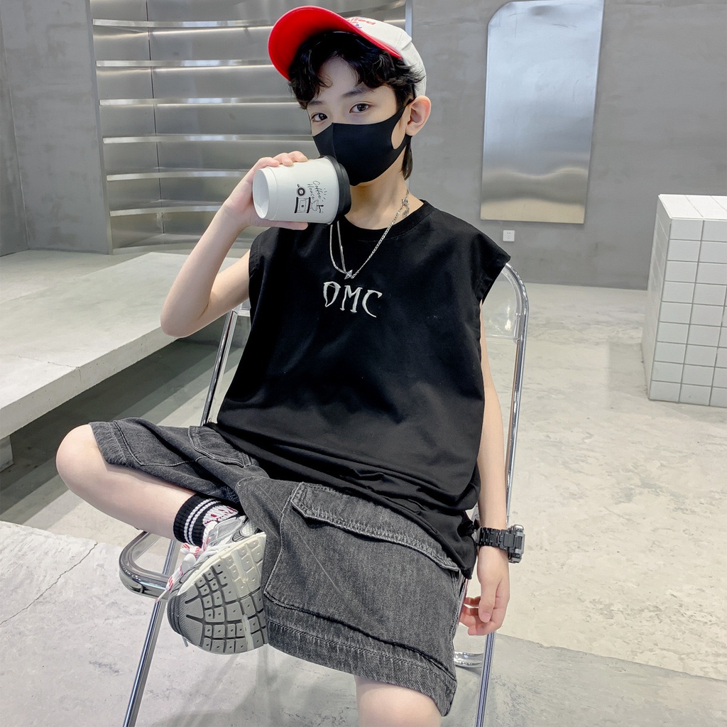 Áo thun ba lỗ bé trai rách gấu AB748 SIZE ĐẠI 120-170, áo phông phong cách thời trang mùa hè cho bé