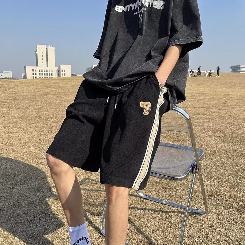 Quần Short Thể Thao Bóng Rổ Kẻ Sọc Bên Hông Kiểu Mỹ Cá Tính Cho Nam