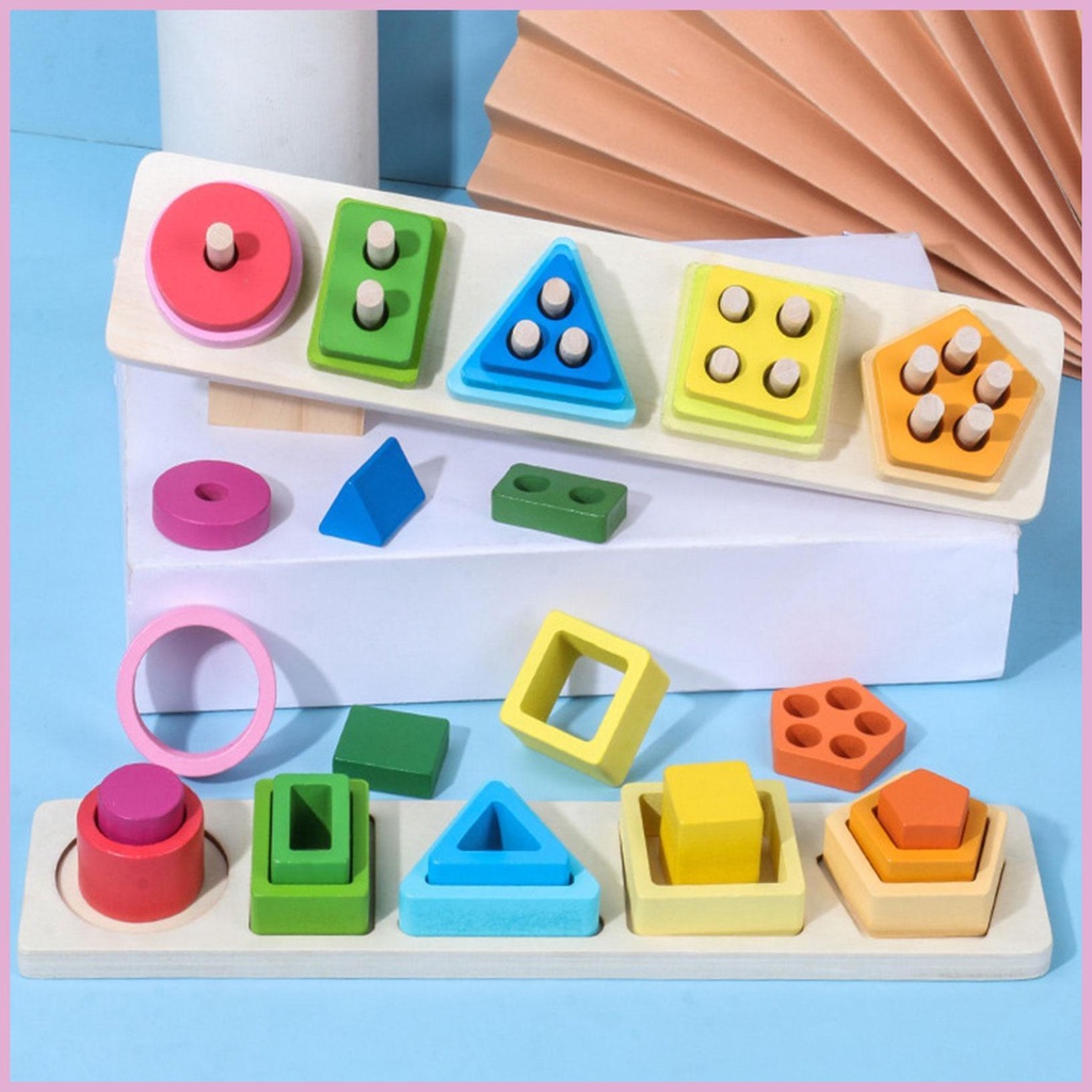 Bộ Đồ Chơi Bảng Xếp Chồng Và Phân Loại Hình Dạng Vui Nhộn Cho Bé 4 5 6 Tuổi