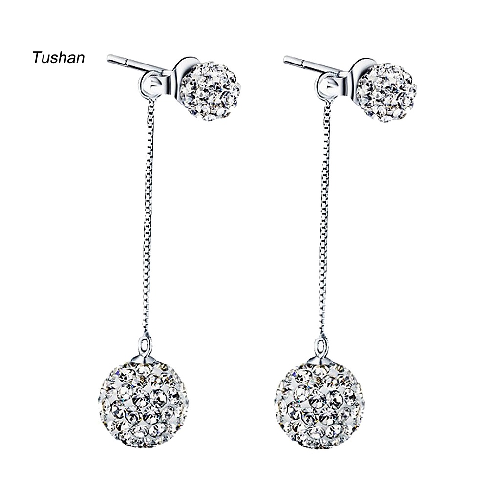 Bông Tai Dài Đính Đá Phối Tua Rua Sang Trọng Cho Nữ