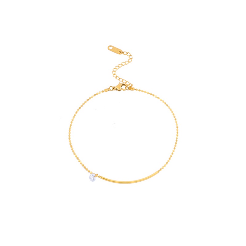 Lắc Chân Bằng Titan Mạ Vàng 18K Chống Gỉ Hình Mặt Cười Đính Kim Cương