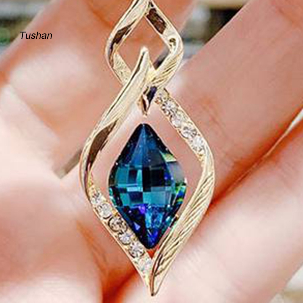 1 Đôi Bông Tai Treo Hình Thoi Đính Pha Lê Lấp Lánh Dành Cho Nữ