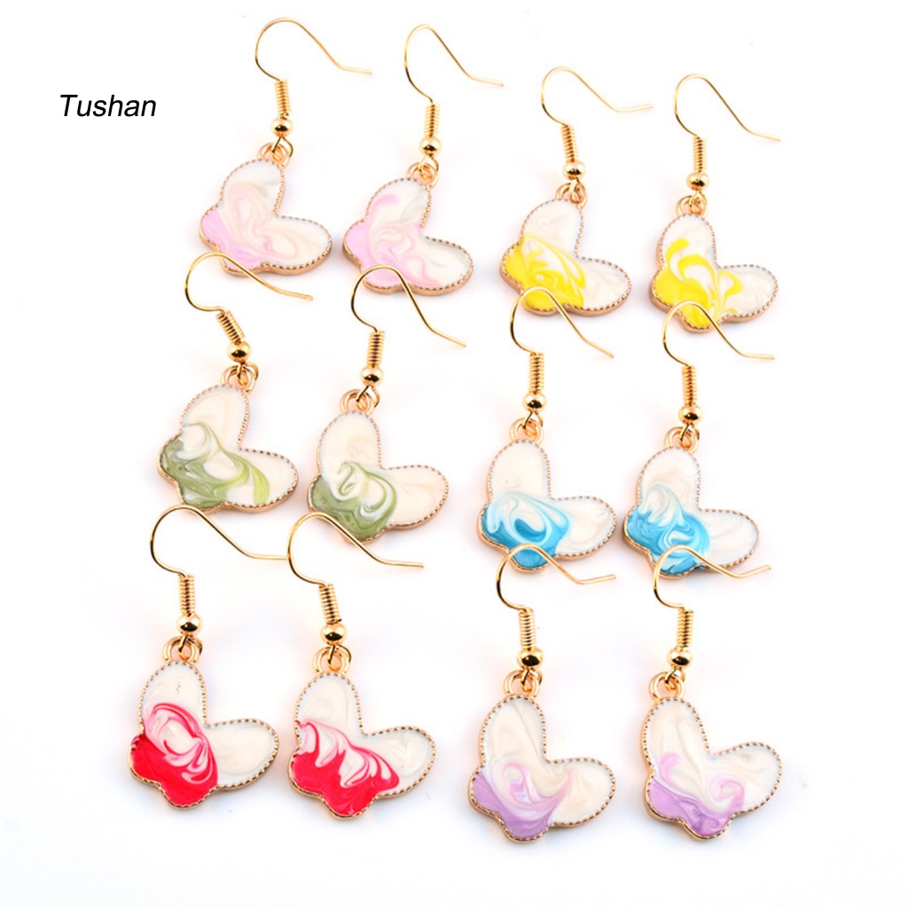 1 Đôi Bông Tai Móc Hình Bướm Vẽ Tranh Sơn Dầu Dễ Thương Dành Cho Nữ