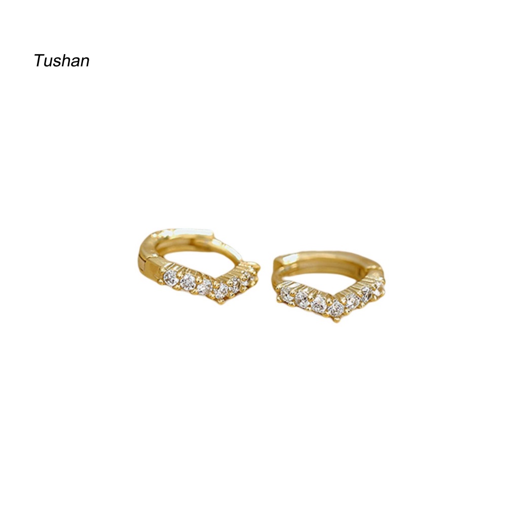 1 Cặp Khuyên Kẹp Vành Tai Bằng Đồng Đính Đá Tinh Tế Cho Nữ