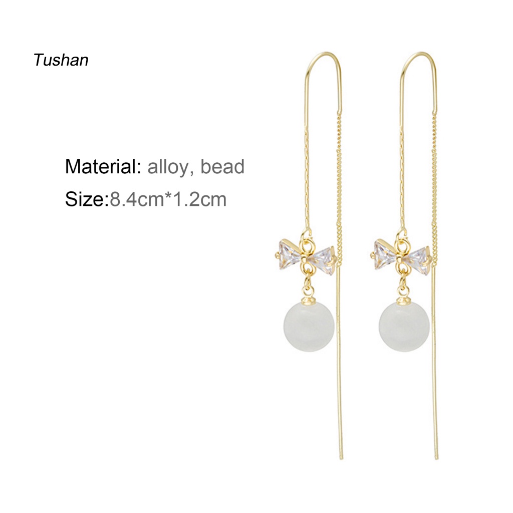 1 Cặp Bông Tai Hình Nơ Đính Đá Zircon Giả Kiểu Hàn Quốc Cho Đám Cưới [Ts] [Ts] 1 Cặp