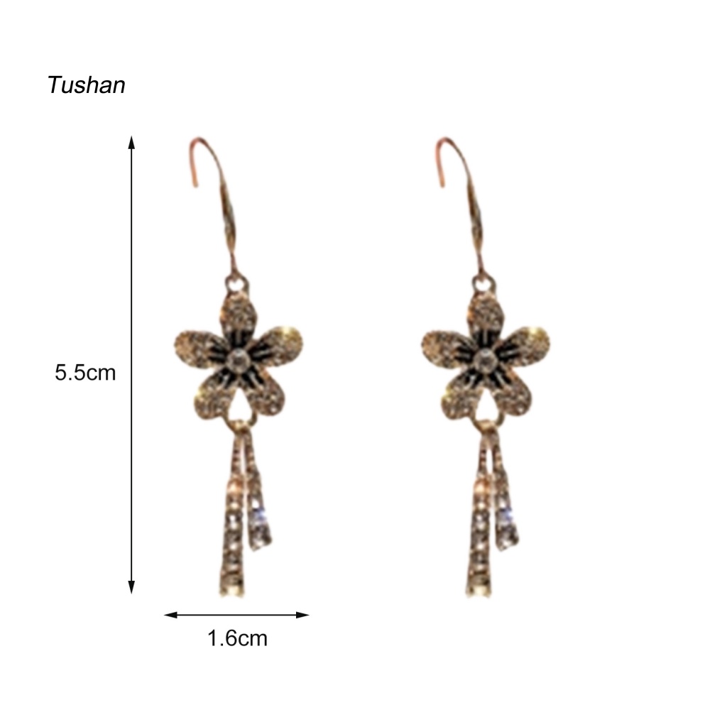 1 Đôi Bông Tai Tua Rua Hình Hoa Phong Cách Hàn Quốc Dành Cho Cô Dâu