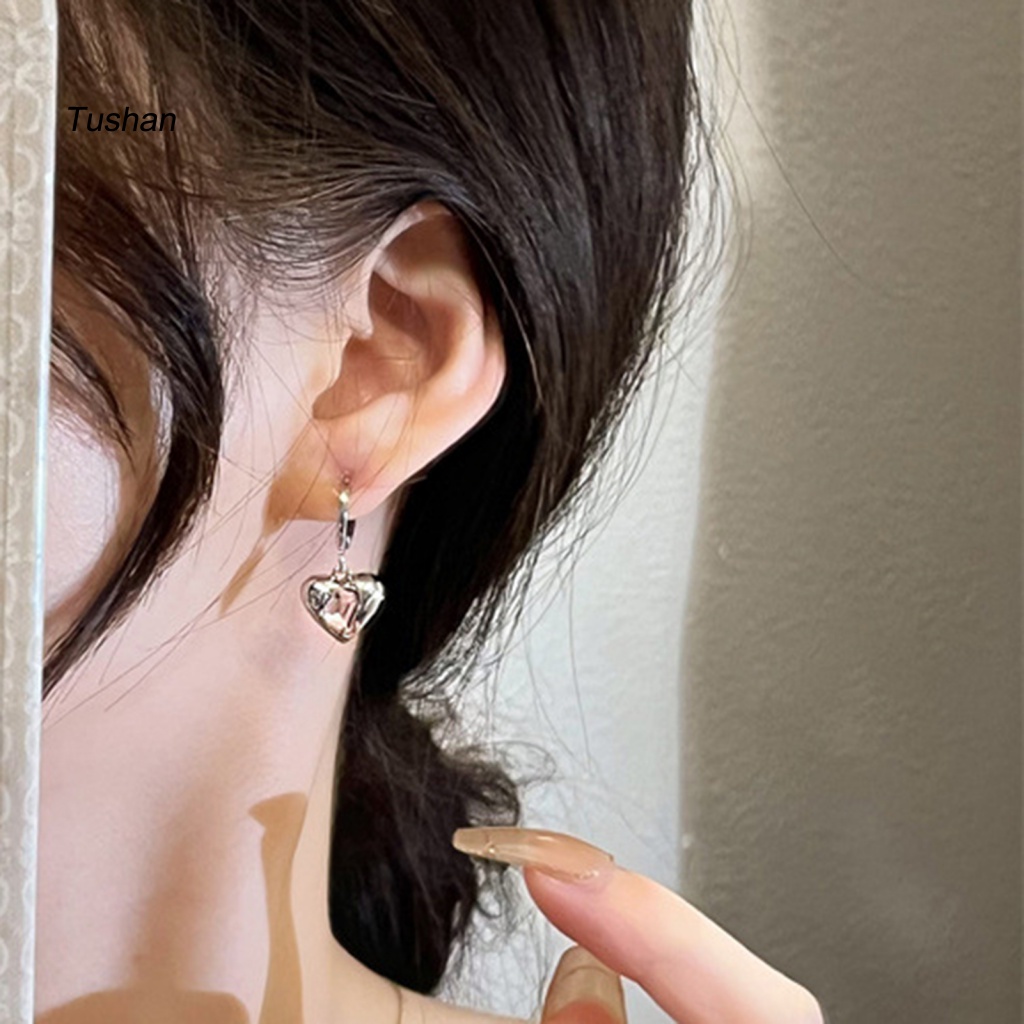 1 Đôi Bông Tai Hình Trái Tim Chống Oxy Hóa Không Phai Màu Thời Trang Cho Nữ