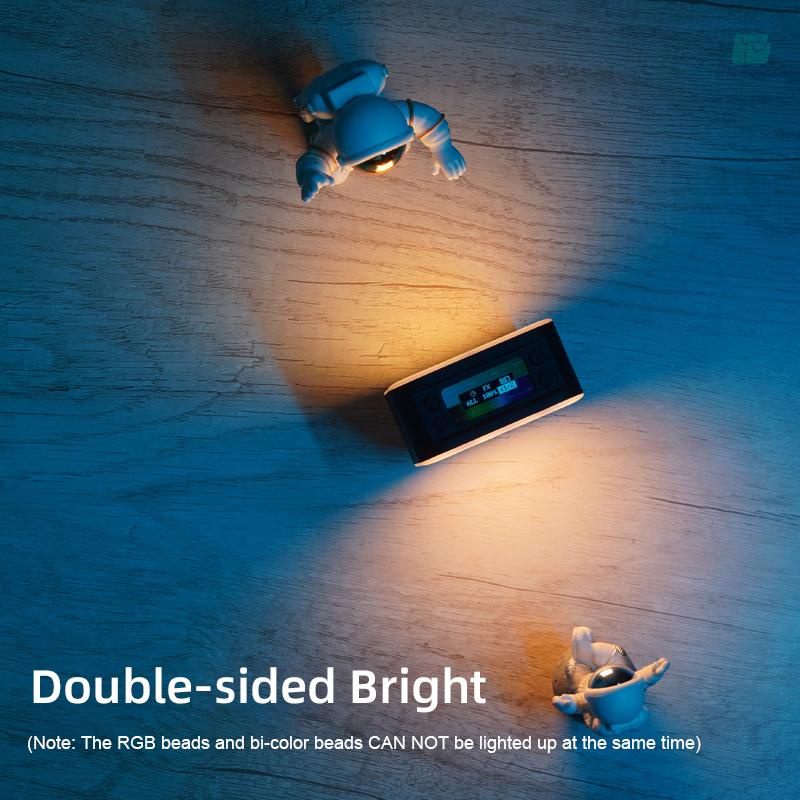 Double-Sided LED Fill Light Clip-on Pocket RGB Video Light 2500K-9000K Dimmable 24 Scene Lighting Effects Built-in Battery with Screen Clip for Vlog Selfie Live Streaming Video Conference Lighting
