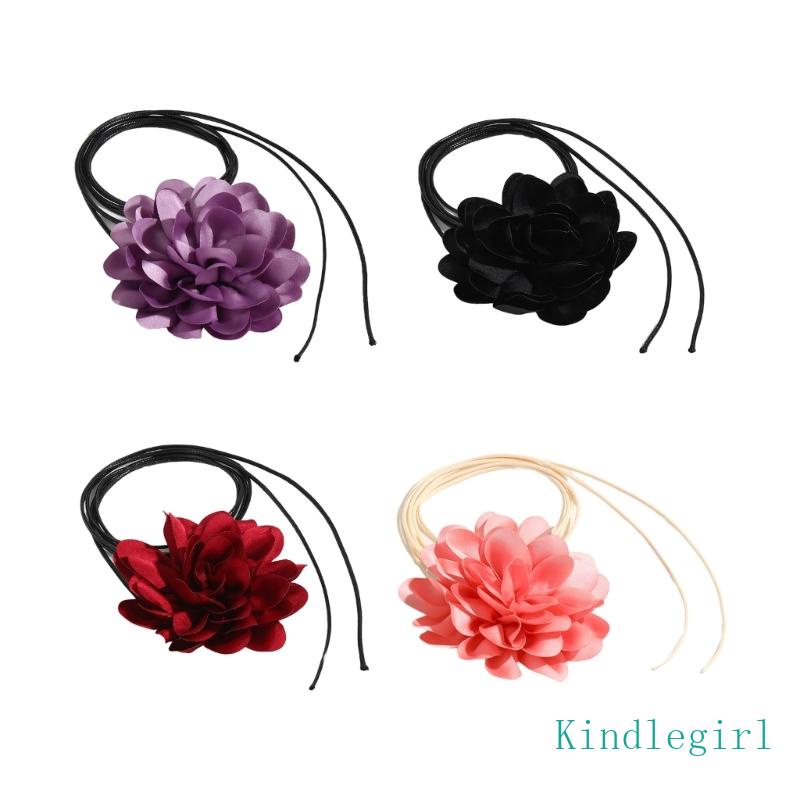 Vòng Cổ Choker Chất Liệu Vải Đính Hoa Nhân Tạo Thời Trang Cho Nữ