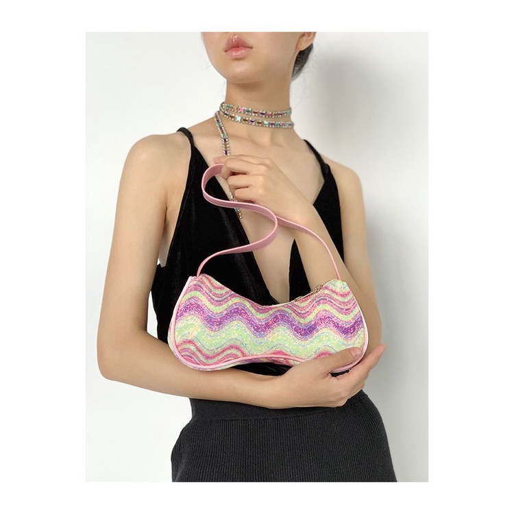 Túi Đeo Vai Cuckoo Y2K Đính Nơ Màu Hồng Lấp Lánh Phong Cách Cổ Điển Thời Trang Mùa Hè Cho Nữ