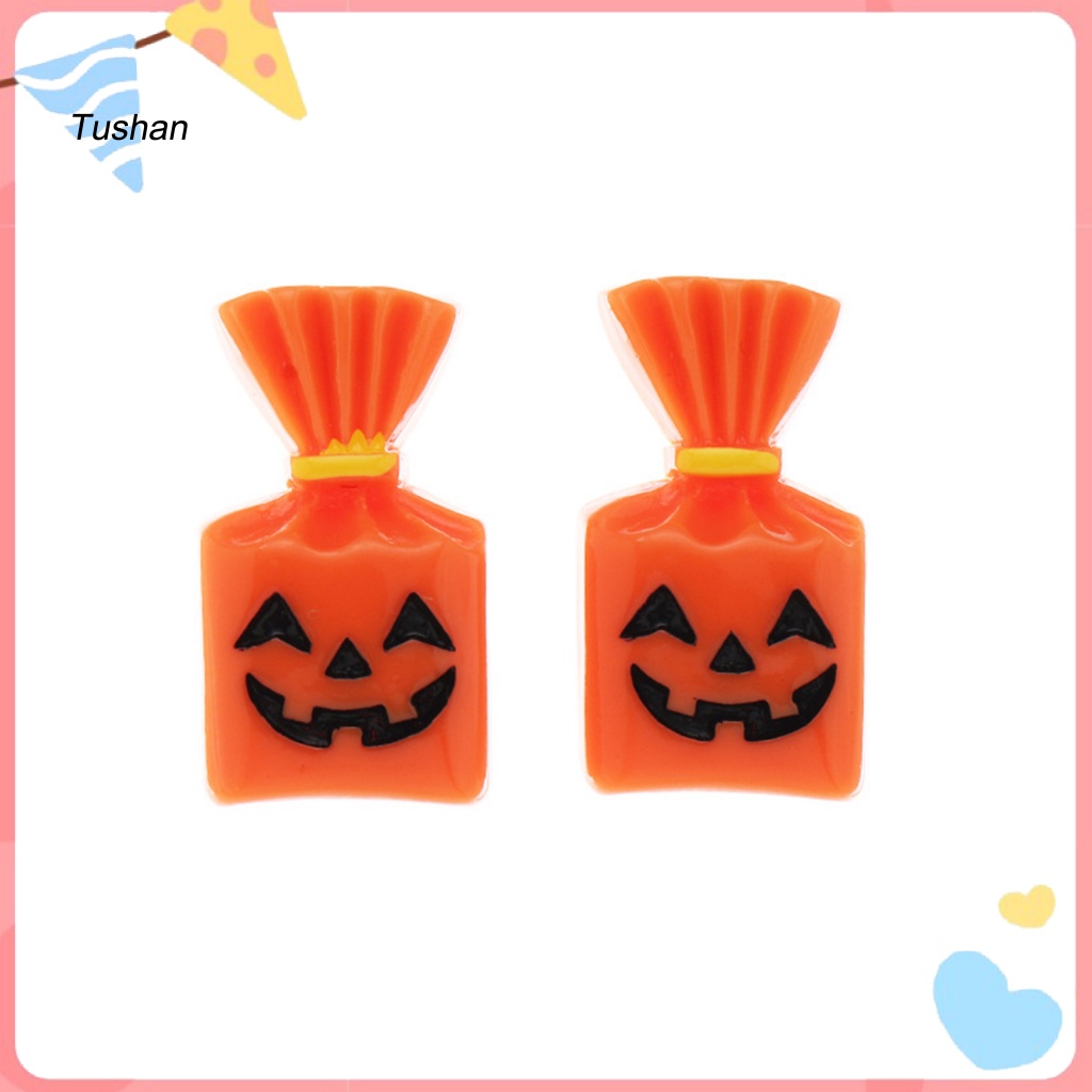 1 Đôi Khuyên Tai Nhựa Hình Bí Ngô Phong Cách Halloween Thời Trang