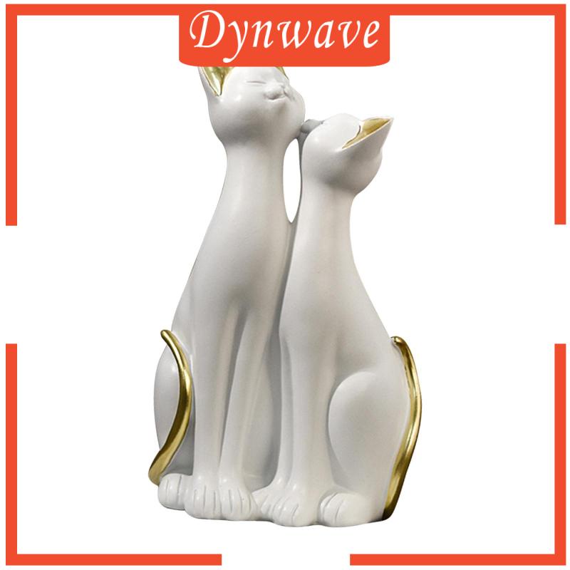 [Dynwave] Mô Hình Tượng Mèo Cặp Đôi Bằng Nhựa Resin Để Bàn Trang Trí