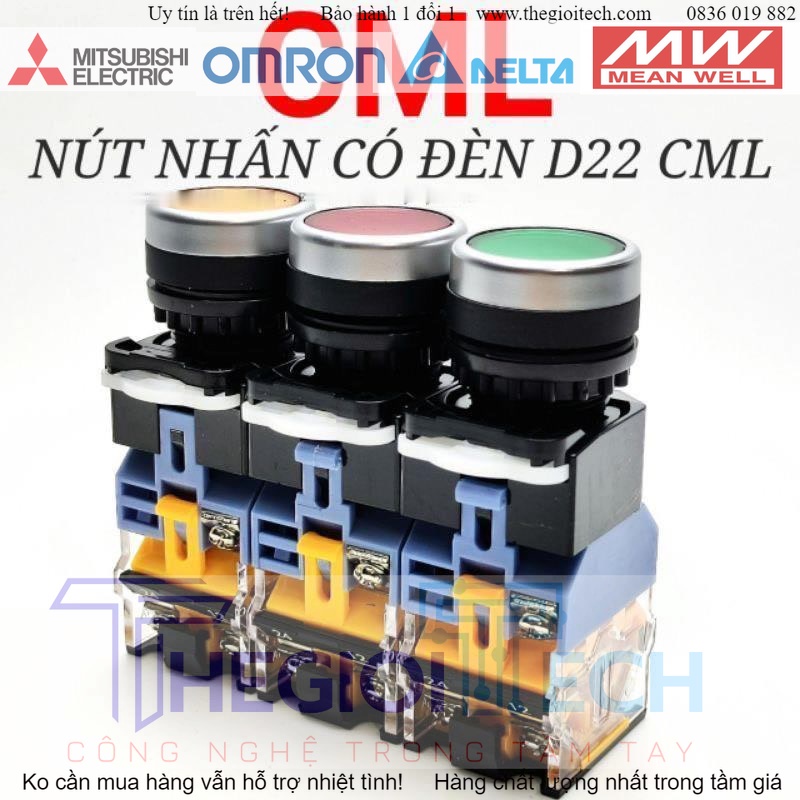 Nút Nhấn Có Đèn Phi 22 CML LA39-11D - NHẤN NHẢ - ĐỎ