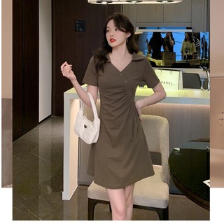 Đầm Dài Tay Ngắn Cổ polo In Họa Tiết Hoa Thời Trang Dành Cho Nữ Size M-3xl