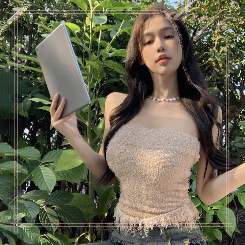 Áo Croptop Sát Nách Màu Sắc Đơn Giản Phong Cách Hàn Quốc Cho Nữ