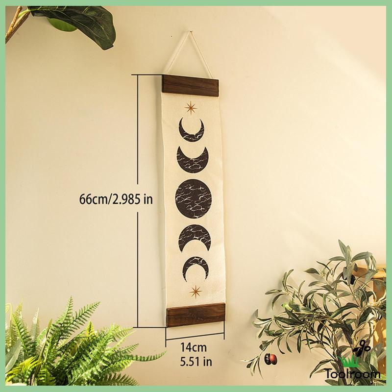 [Toolroom] Thảm Treo Tường Dọc In Hình Mặt Trăng Pha Lê Handmade Màu Đen Phong Cách Bohemian