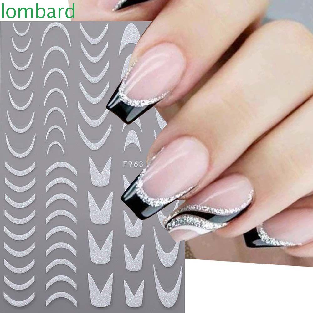 Lombard Miếng Dán Trang Trí Móng Tay Kiểu Gợn Sóng Ngôi Sao Kẻ Sọc Xoắn Kiểu Pháp