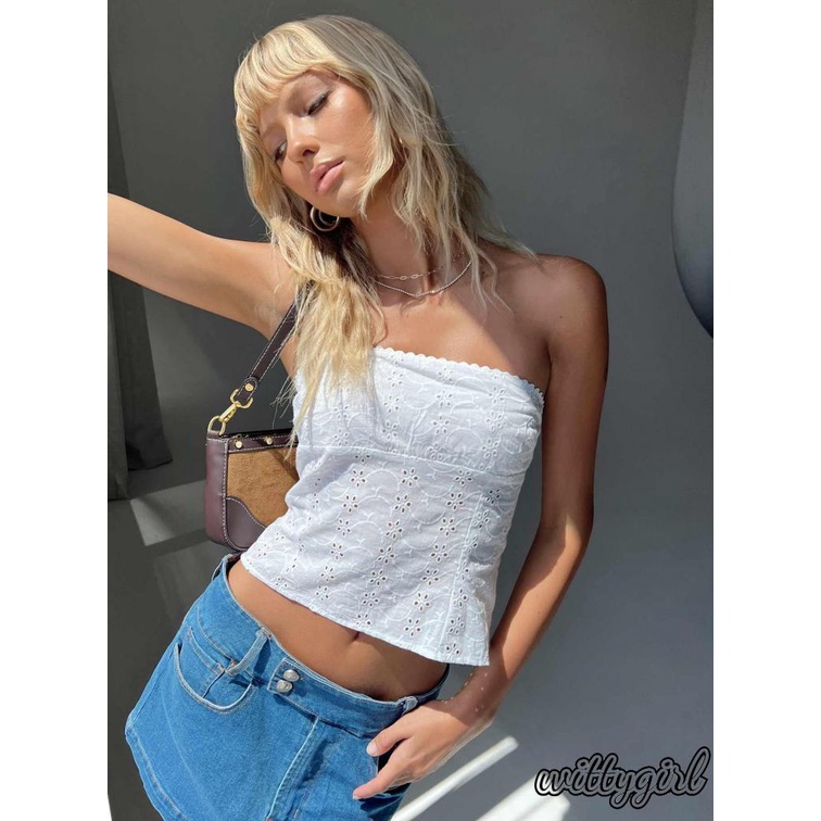 Áo Croptop Trễ Vai Không Tay Màu Trơn Thời Trang Mùa Hè Dành Cho Nữ