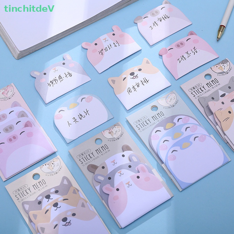 [TinchitdeV] 1 Bộ Giấy Dán Ghi Chú 3 Lớp Hình Động Vật Hoạt Hình Kawaii Trang Trí Văn Phòng [Mới]