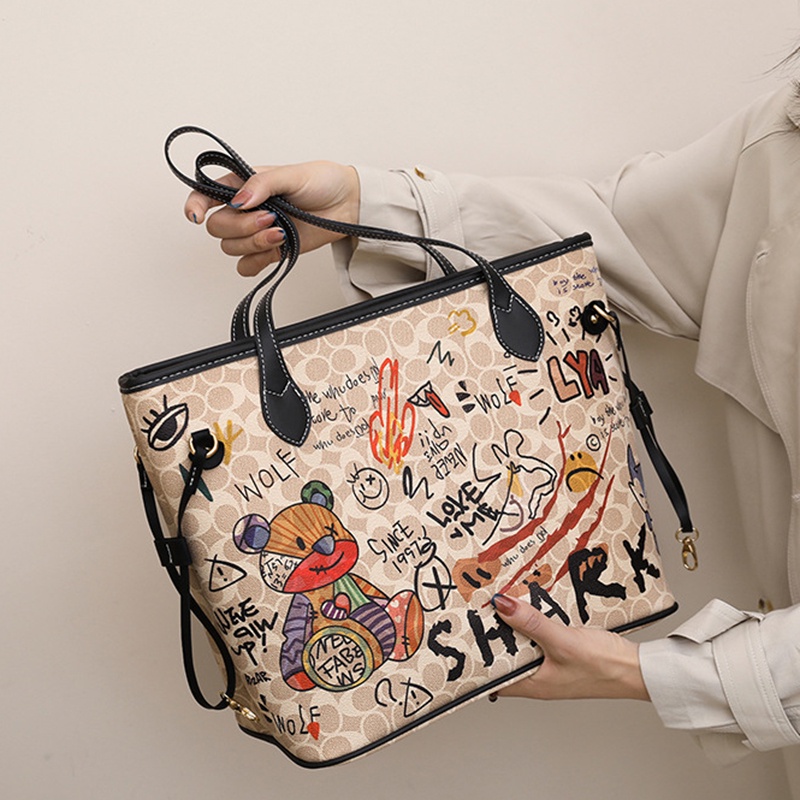 Túi tote Cỡ Lớn In Họa Tiết graffiti Dễ Phối Đồ Thời Trang Cho Nữ