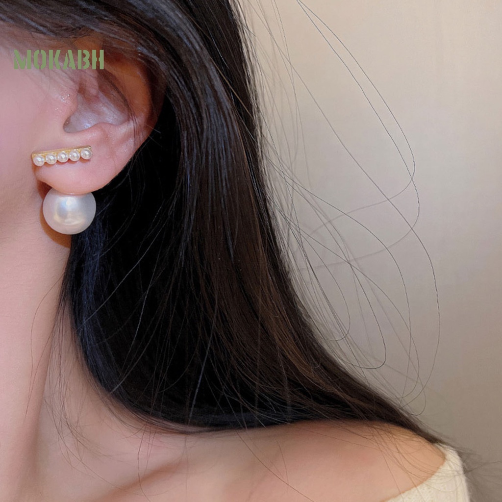 1 Đôi Bông Tai Đính Ngọc Trai Giả Phong Cách Pháp Thanh Lịch Dành Cho Nữ