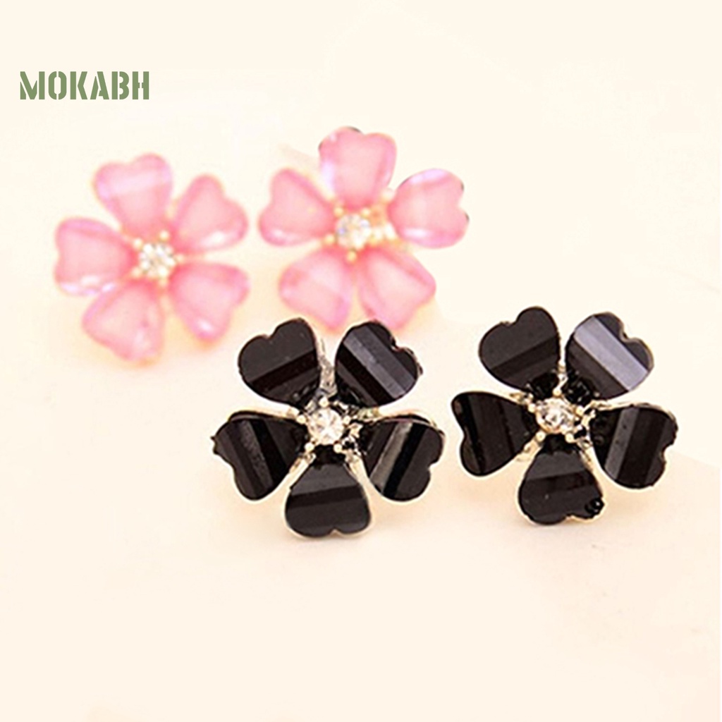 Bông Tai Hình Cánh Hoa Bằng Hợp Kim Đính Đá Lấp Lánh Tinh Tế Thời Trang Cho Nữ