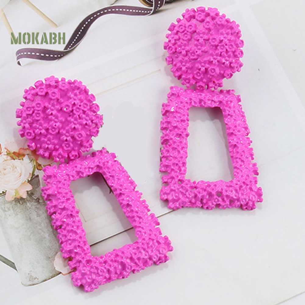 Bông Tai Hình Thang Dáng Dài Thiết Kế Đục Lỗ Thời Trang Sang Trọng Cho Nữ