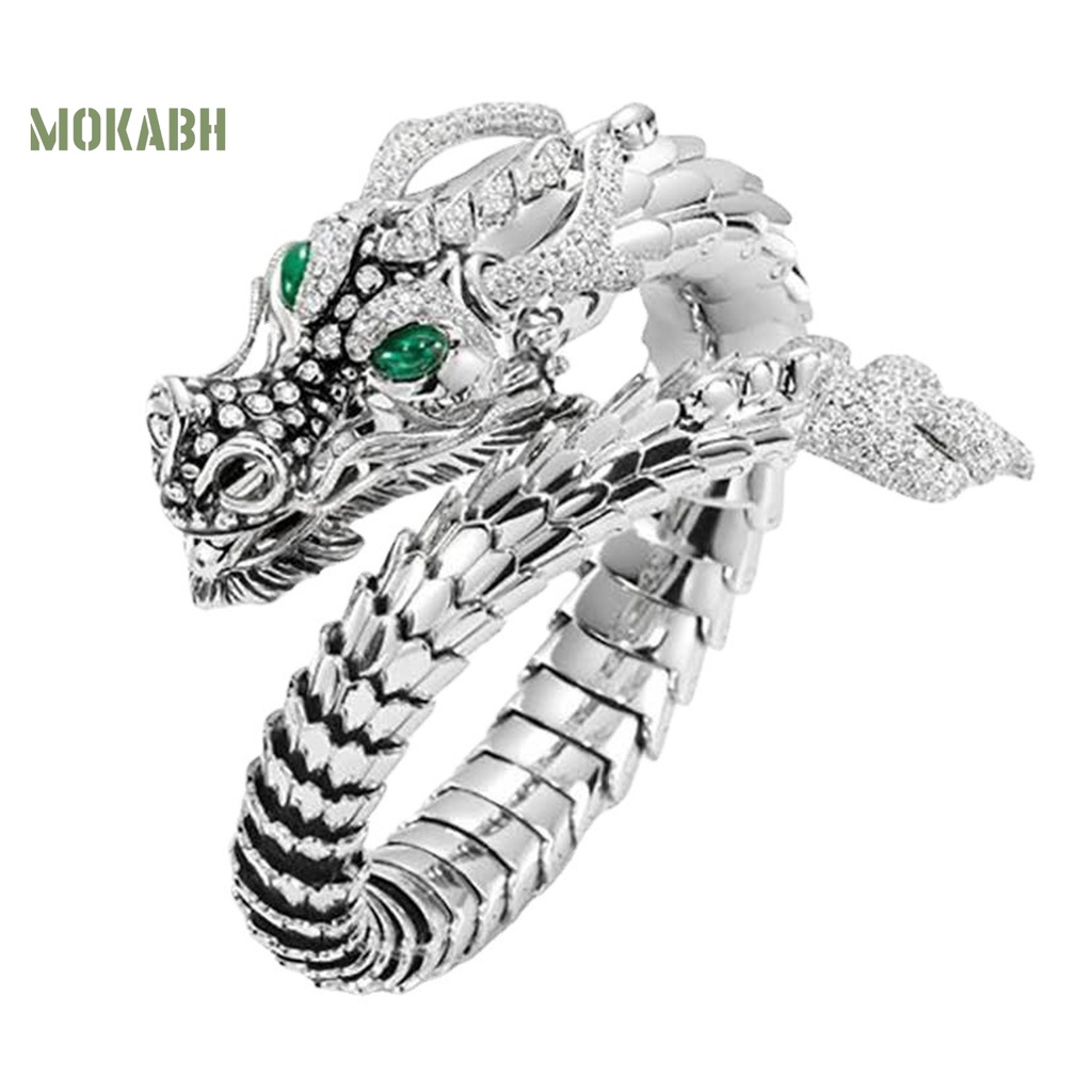 [Mới] Nhẫn Hở Bản To Màu Bạc Hình Rồng Cá Tính Hợp Thời Trang Làm Quà Tặng Cho Nam