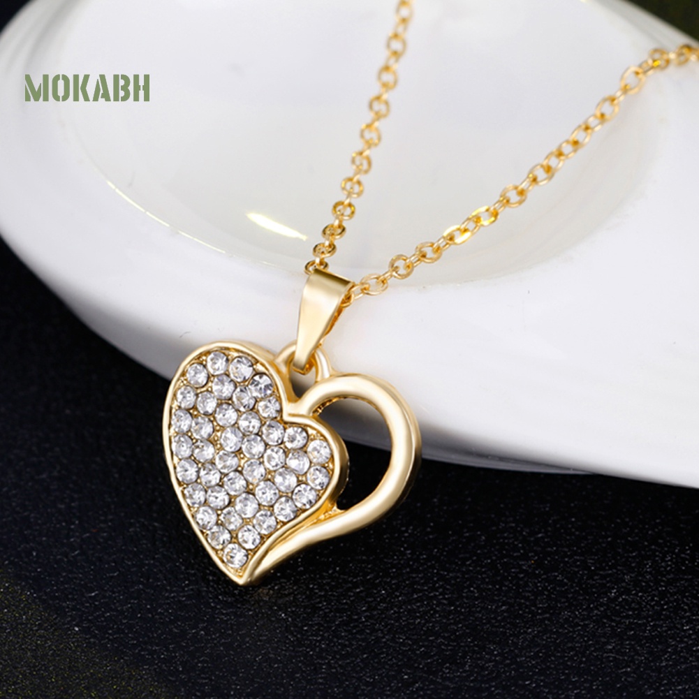 Bộ Trang Sức Mặt Trái Tim Đính Đá Nhân Tạo Thời Trang