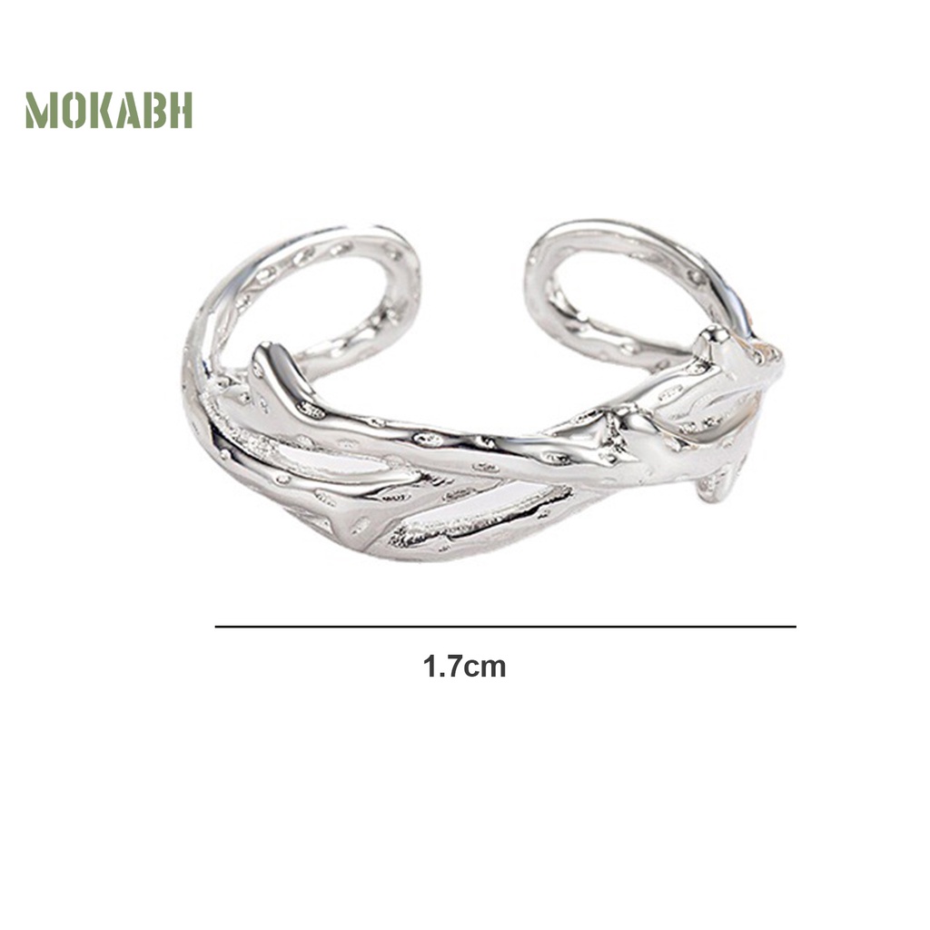 [Mới] Nhẫn Hở Hình Hoa Hồng Bằng Kim Loại Sáng Bóng Điều Chỉnh Được Màu Bạc Trang Trí Hàng Ngày