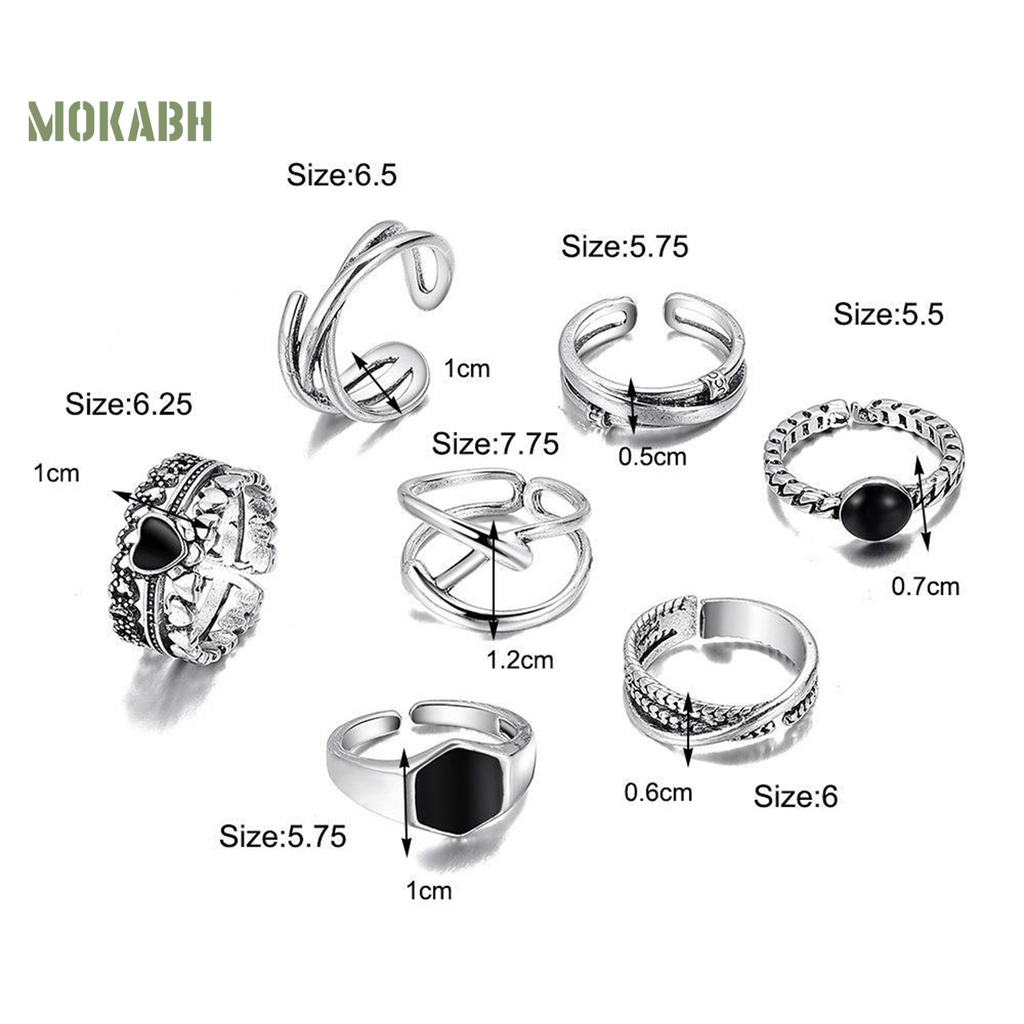 Set 7 Nhẫn Đeo Khớp Ngón Tay Đính Đá Thời Trang Cho Nữ