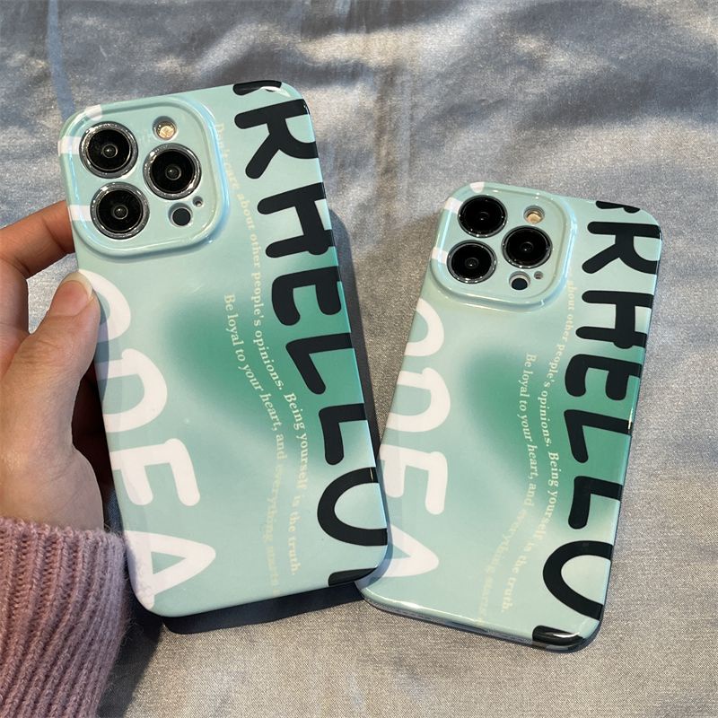 Ốp Điện Thoại Màu Xanh Lá In Chữ Tiếng Anh Độc Đáo Thời Trang Cho iPhone13 Max12 14pro11pro
