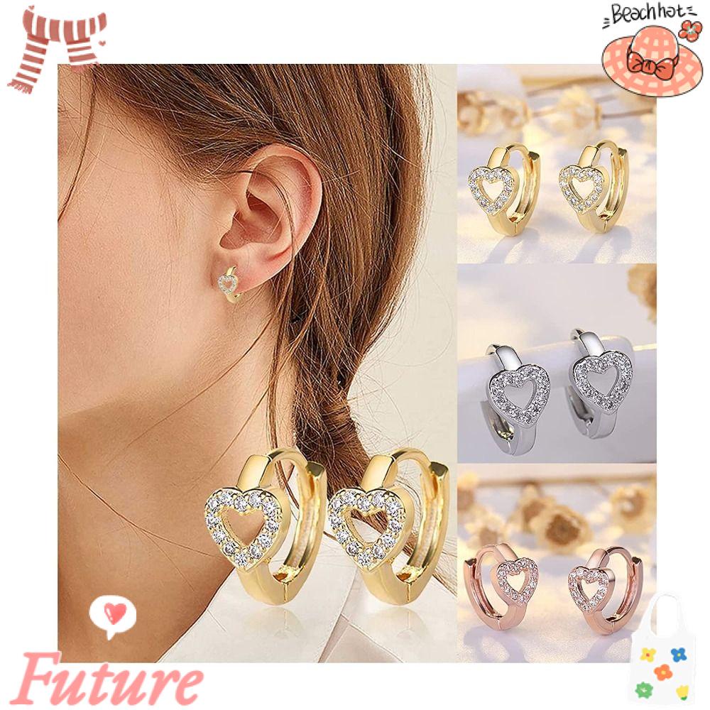 Set 2 Cặp Bông Tai Từ Tính Hình Trái Tim Giúp Giảm Căng Thẳng