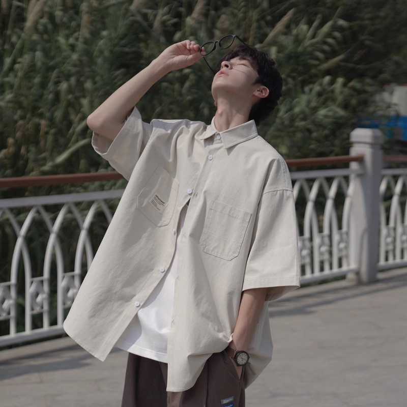 Ông Mr... Áo Sơ Mi Nam Ngắn Tay Phong Cách Mới Mùa Hè 230g