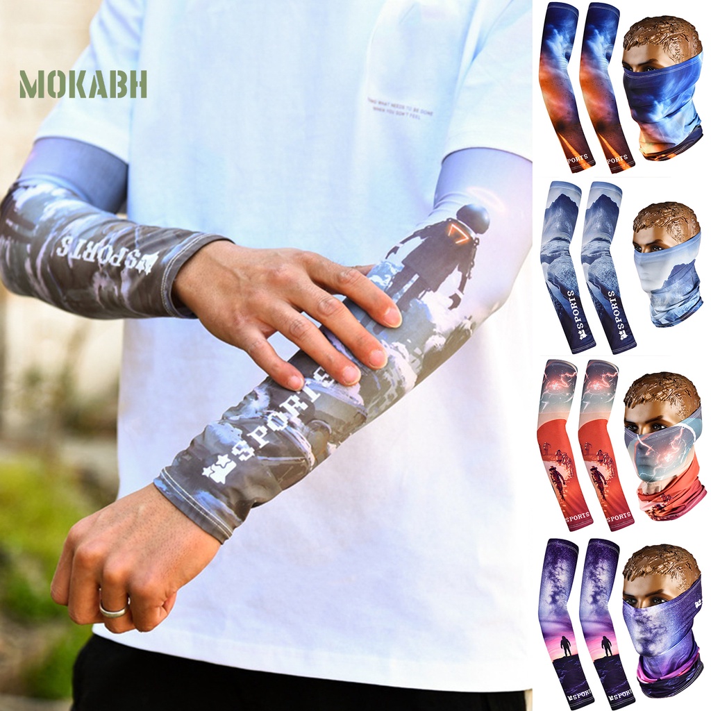 Găng Tay Chống Nắng Bằng Lụa Lạnh Co Giãn Thoáng Khí In Họa Tiết Thời Trang Cho Nam Và Nữ