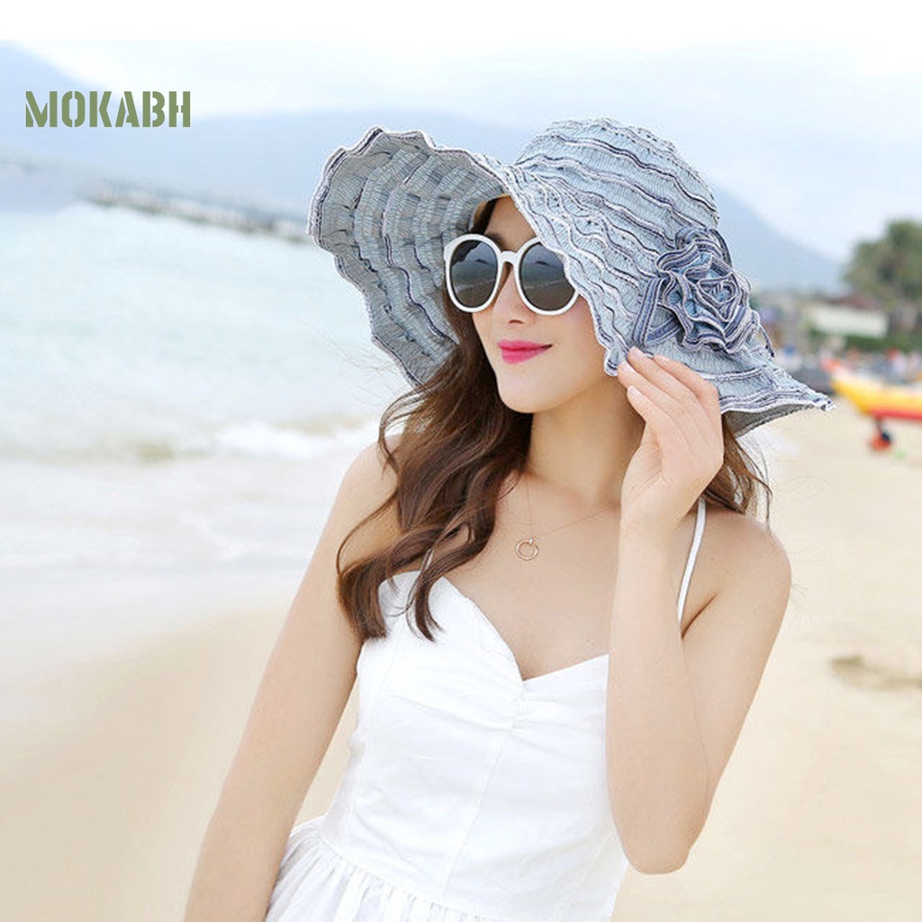 Nón Rộng Vành Chống Tia UV Màu Sắc Tinh Khiết Thời Trang Đi Biển Mùa Hè Cho Nữ