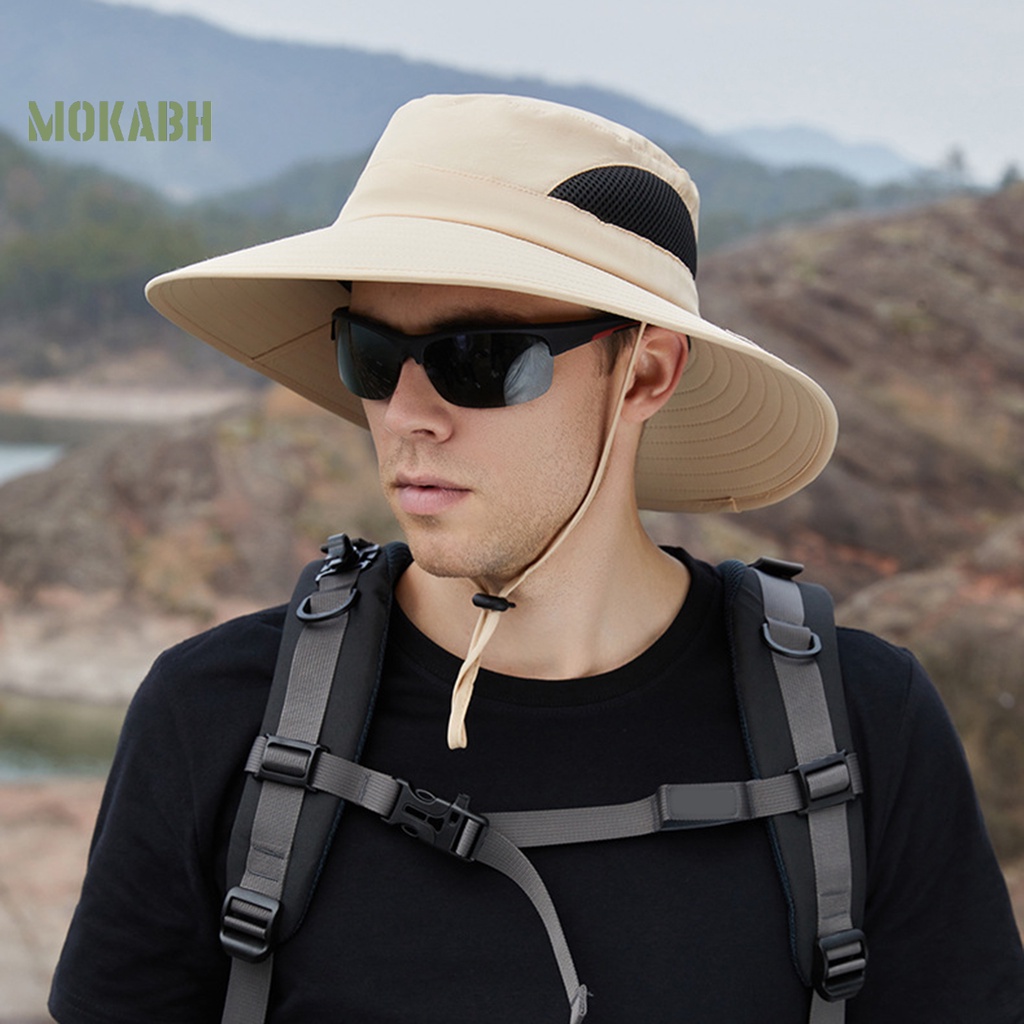 Mũ Tai Bèo Vành Rộng Có Dây Rút Chống Tia UV Chống Nắng Thoáng Khí Khô Nhanh Thời Trang Mùa Hè Cho Nam Và Nữ