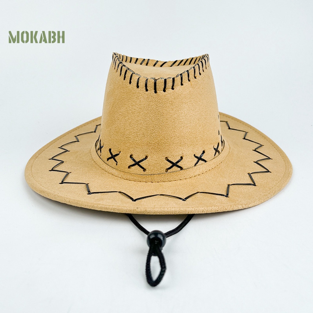 Nón Cao Bồi Màu Trơn Chống Gió Có Dây Đeo Thời Trang Cho Nam Nữ