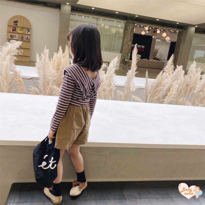 Áo Thun Tay Dài Cổ Bèo Họa Tiết Kẻ Sọc Thời Trang Mùa Hè Mới Dành Cho Bé Gái