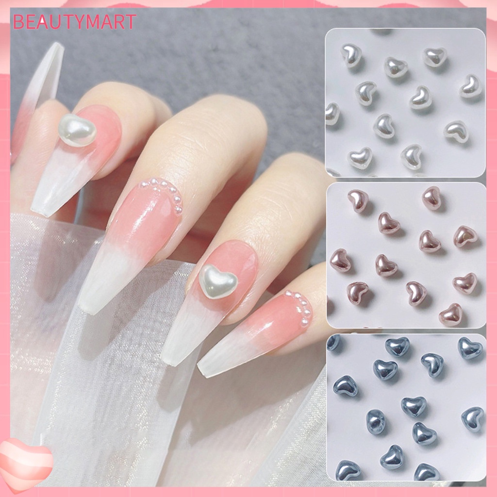 1 Hộp Phụ Kiện Trang Trí Móng Tay Nghệ Thuật Hình Trái Tim Màu Sắc Tươi Sáng Lấp Lánh