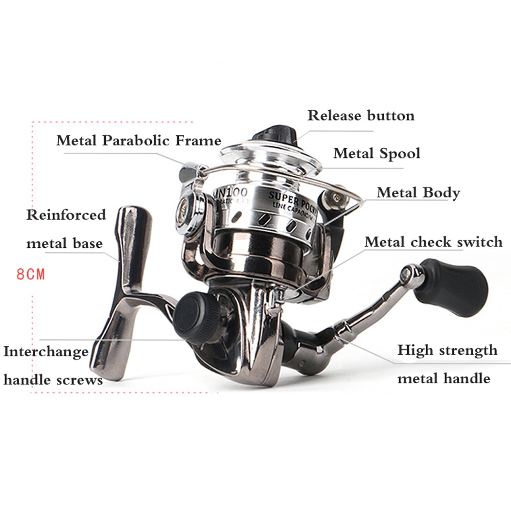 Máy Câu Cá Mini Bằng Kim Loại Tốc Độ Cao 4.3: 1 Có Tay Quay Trái / Phải