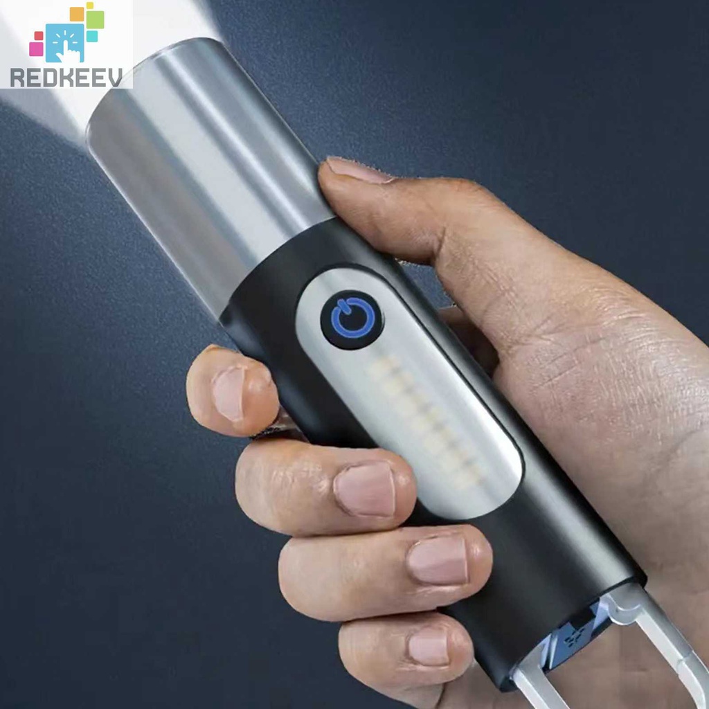 Móc Khóa Đèn Pin Mini 4 Chế Độ 1200mAh Chống Nước Kèm Chụp Đèn