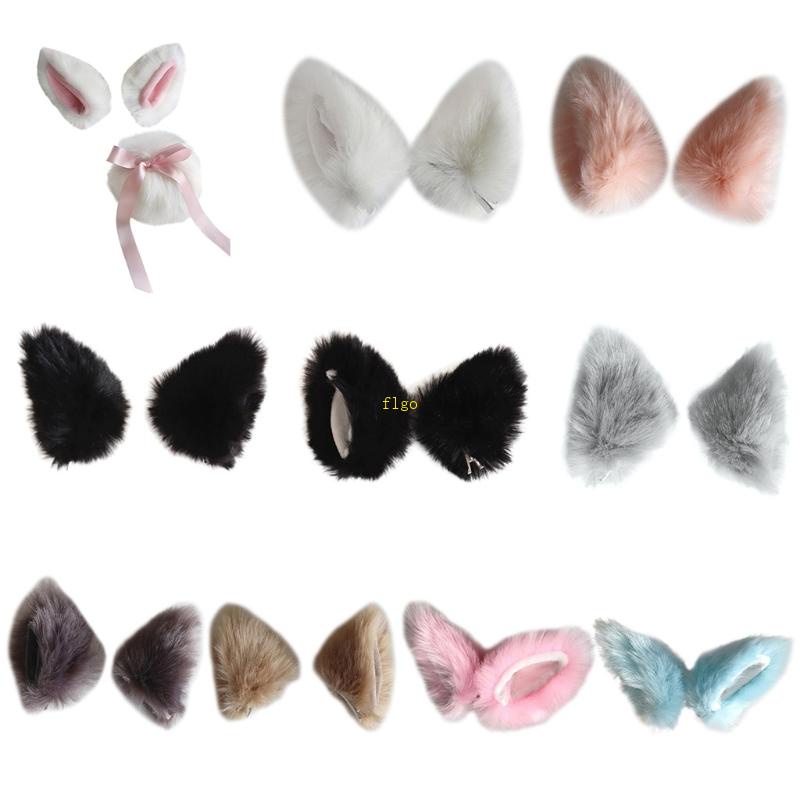 Kẹp Tóc Hình Tai Mèo Phối Lông Nhân Tạo Phong Cách Lolita