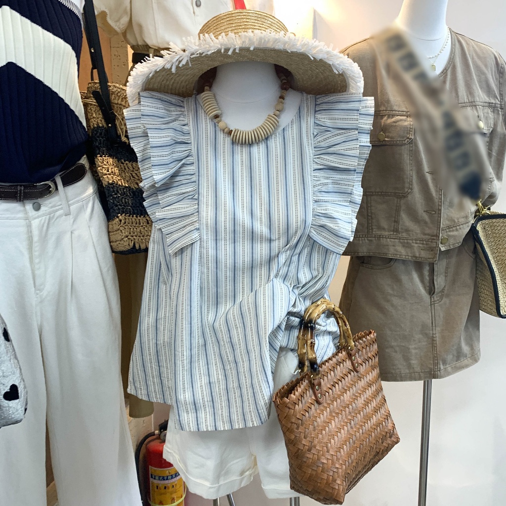 Áo Kiểu Tay Phồng Xếp Ly Phong Cách Retro Pháp