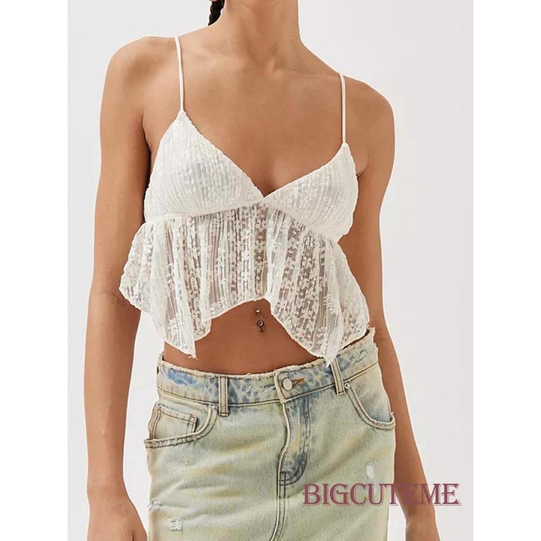 Áo Hai Dây Cổ Chữ V Cột Dây Thời Trang Quyến Rũ Cho Nữ