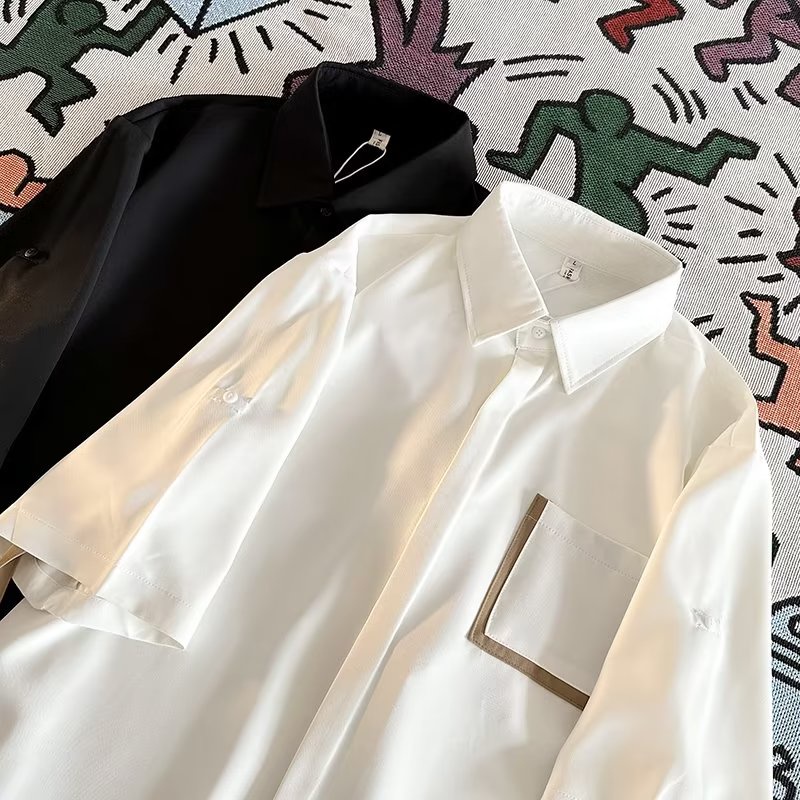 Áo Sơ Mi Tay Lửng Phong Cách Hàn Quốc Thời Trang Mùa Hè Mới Cho Nam