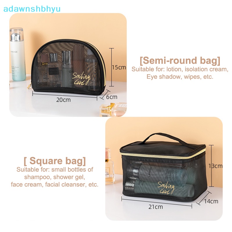 Túi Lưới Đựng Mỹ Phẩm Có Khóa Kéo Họa Tiết Trái Tim Xinh Xắn